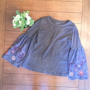 Loft Embroidered Bell Sleeve Top